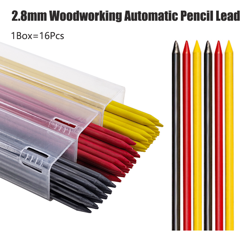 Mechanical Pencil Lead - 黒黄赤2.8mm木工用自動鉛筆芯深穴マーキング建築図面用ソリッド2B芯