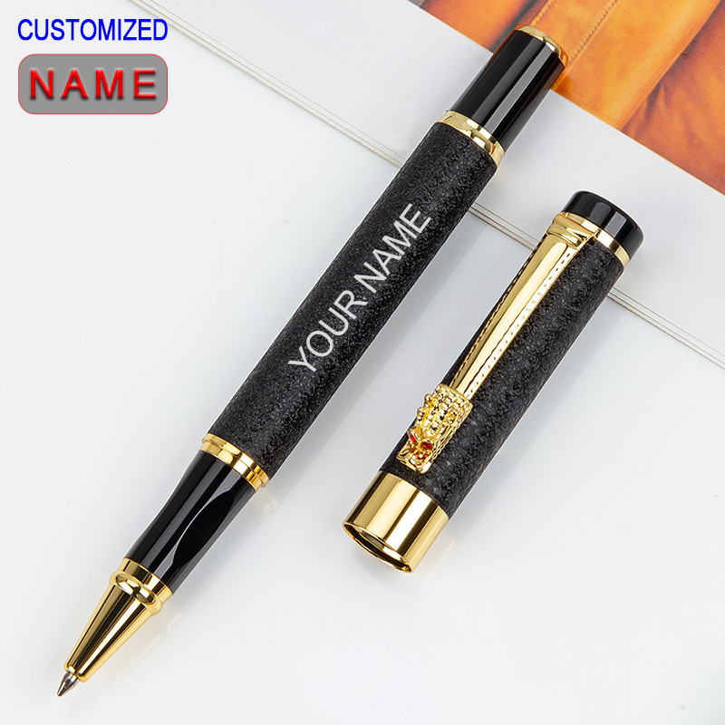 Stationery Office And School Supply Stores - カスタム彫刻金属ジェルペン、テキスト書き込み文房具、オフィスアクセサリー、学用品、高級店、教師へのギフト、黒、2025