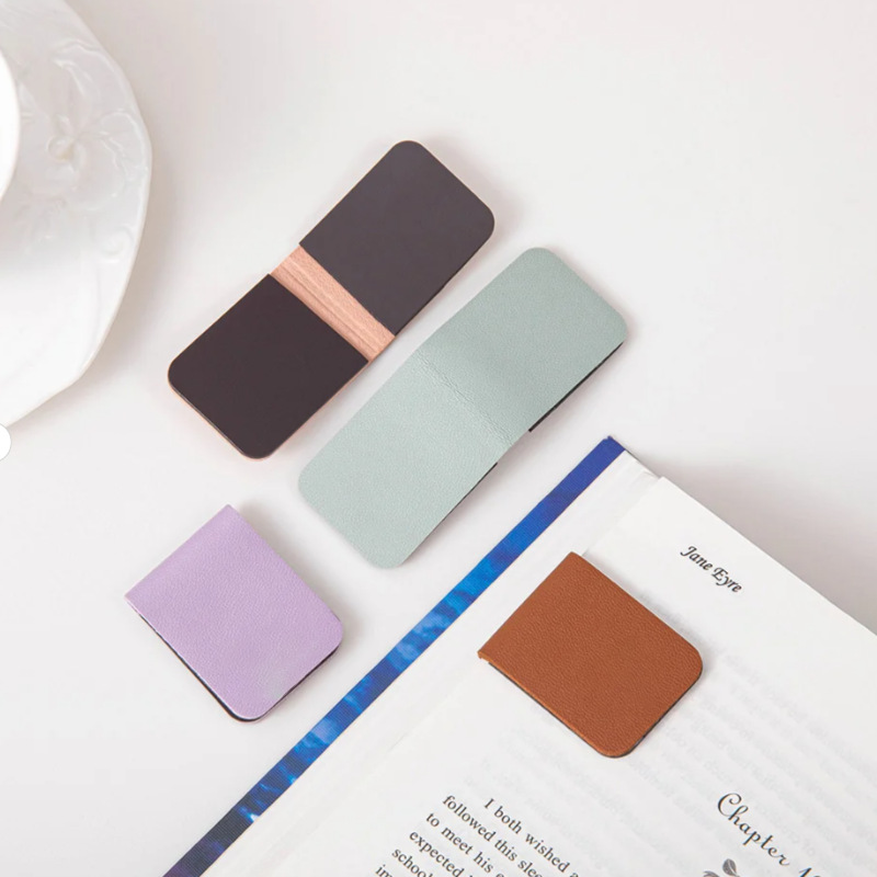 Bookmark Magnetic Clip - プレミアムレザー製マグネットブックマーク、長方形DIYブックリーディングトラッカー、読者向けエレガントなページマーカー