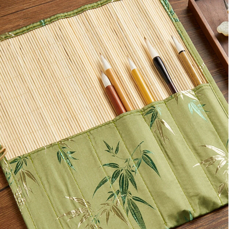 Pen Pouch Roll - アンティーク中国風書道筆ロールカーテンインクブラシ収納ポーチポータブル伝統的な中国絵画ペンラップバッグ