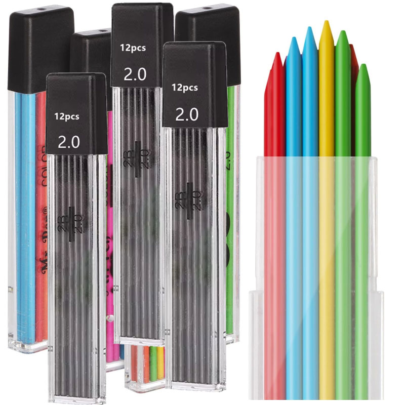 Mechanical Pencil Lead - 2.0 ミリメートルシャープペンシル芯リフィル 2B 自動学生鉛筆色/黒芯リフィルスケッチ学用品文具