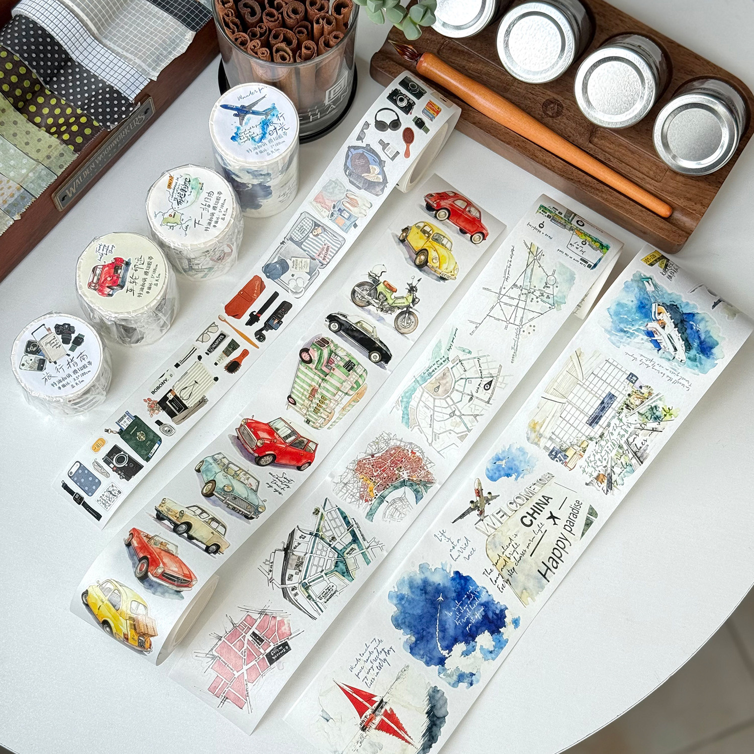Washi Tape Set - DengDeng Studio ヴィンテージ トラベルタイム 和紙テープ カード作成用