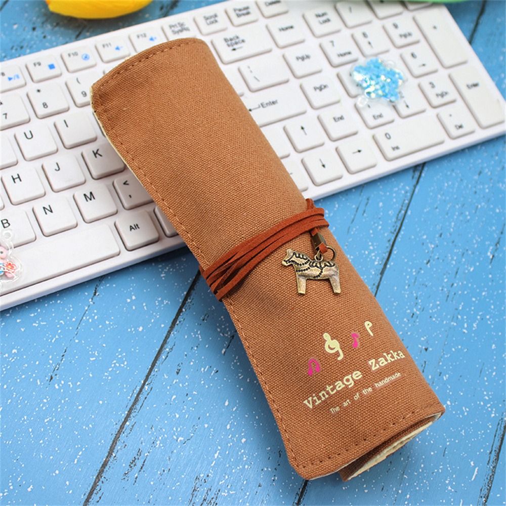 Pen Pouch Roll - 12穴ペンケースローラーペンバッグペンポーチロールアップペンバッグレトロスタイル布製ロールペンバッグメイクアップラップホルダー