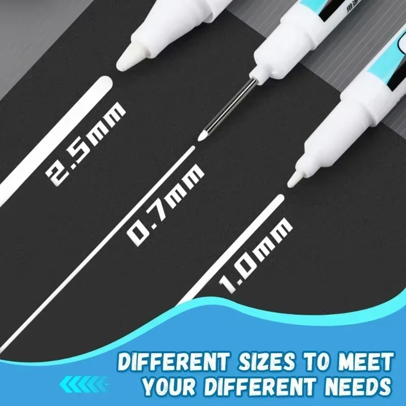 Stationery Supply - 0.7/1.0/2.5 ミリメートル白永久マーカーペンマーカーペイントペン木材岩プラスチックガラス石メタキャンバスセラミック画材用