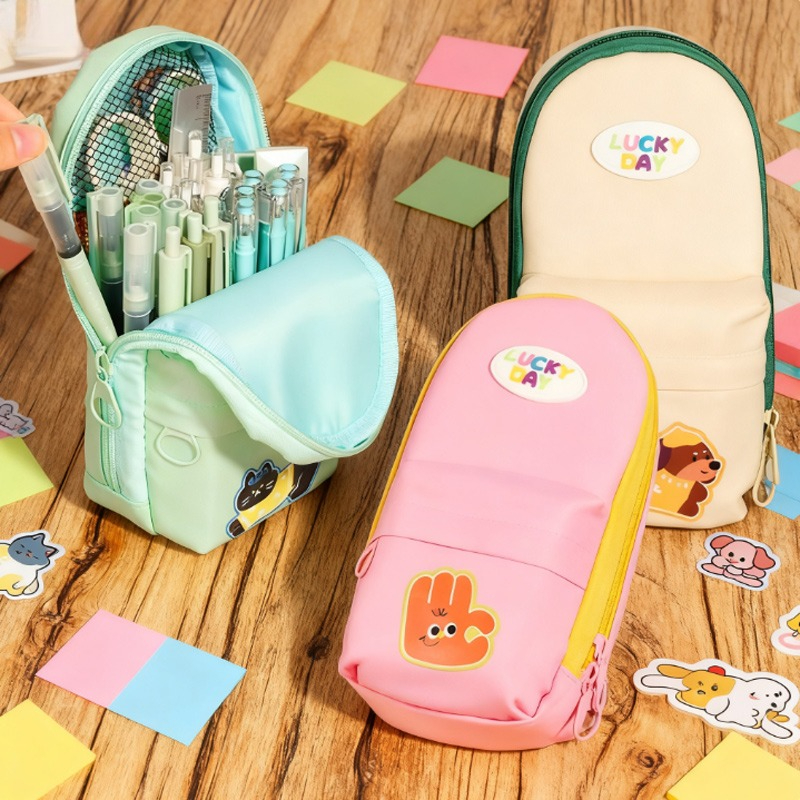 Stationery Office And School Supply Stores - オックスフォードキャンバス縦型鉛筆バッグ耐摩耗性スムーズなジッパー収納学生文具事務用品化粧ブラシ