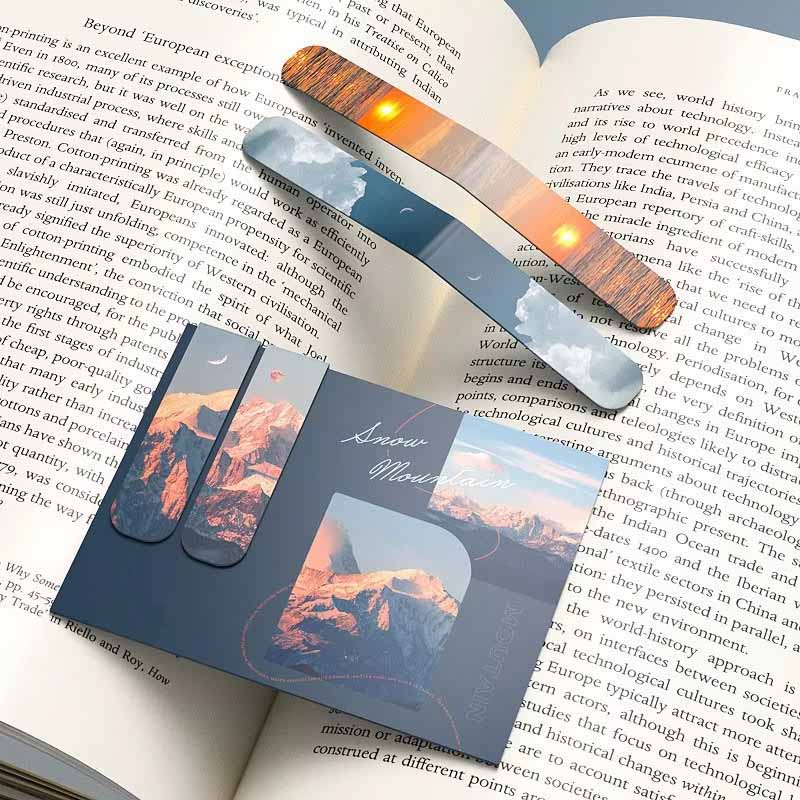Bookmark Magnetic Clip - 2 個の風景をテーマにした磁気ブックマークマグネットページマーカー磁気ページクリップ学生教師用読書用の楽しいブックマーク