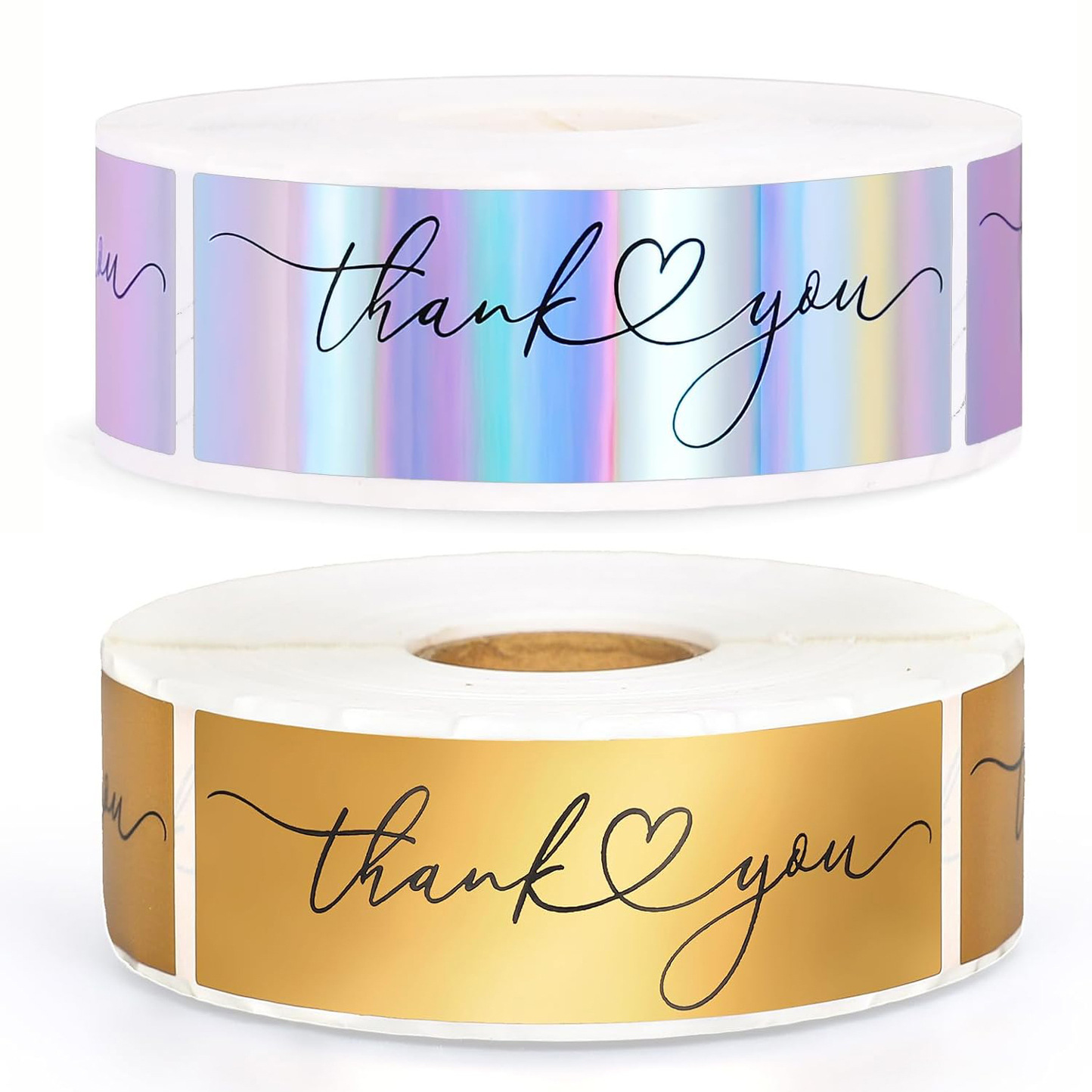 Sticker Label Roll - JCAC 120枚入り/ロール 3インチ ゴールド箔＆ホログラフィック サンキューシール、粘着式 手作りDIYシールロールラベル