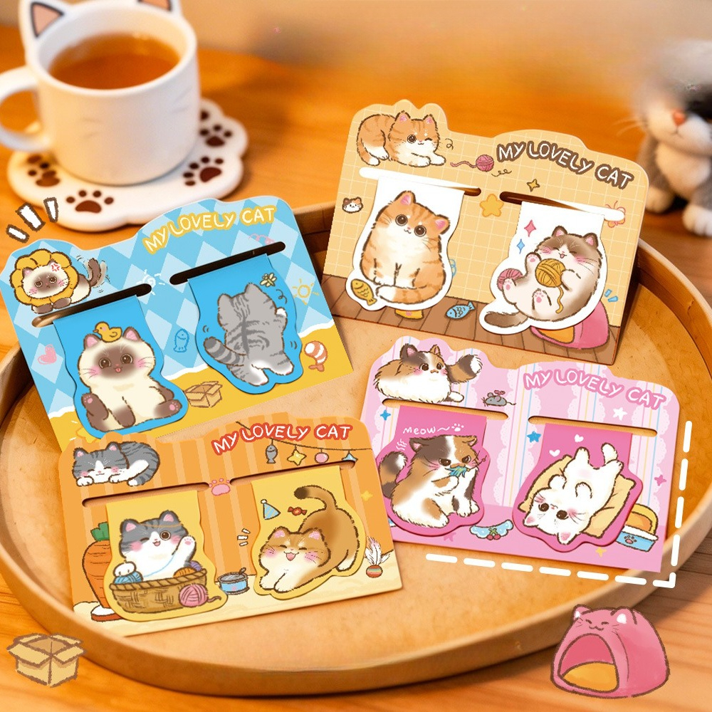 Bookmark Magnetic Clip - 2 ピース/セットかわいい猫磁気ブックマークソフトマグネットブックマークかわいい漫画猫文具読書アクセサリー学生ギフト