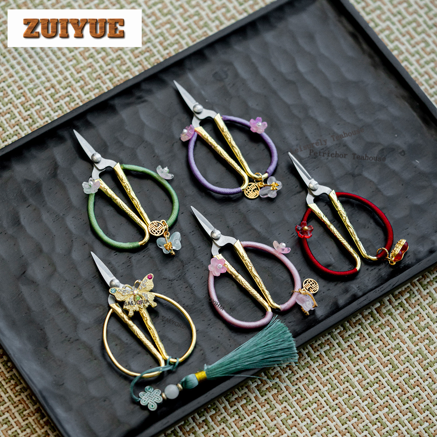 Scissors Stainless Craft - 手織りロープペンダント付きステンレス鋼ティーバッグはさみ刺繍裁断裁縫仕立てはさみ裁縫工芸茶道具