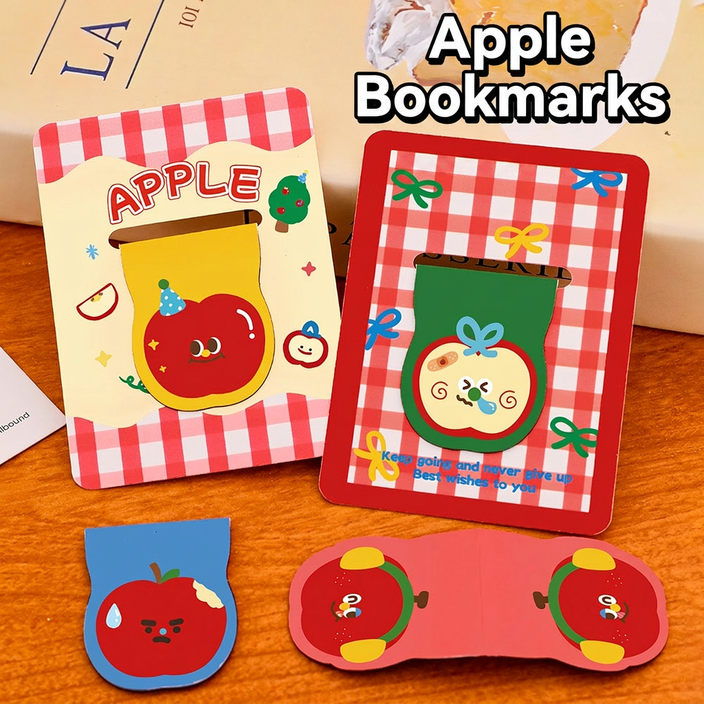 Paperclip Magnetic Set - かわいいリンゴ型磁気ブックマーク文具アートページクリップ高品質学生ブックマークセット新学期ギフトペーパークリップ