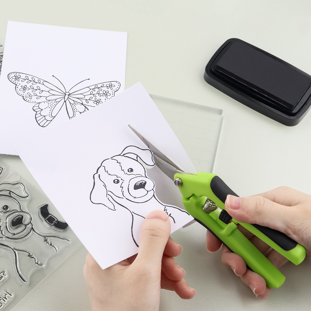 Scissors Stainless Craft - 1 個スプリング式クラフトはさみ刃付き多用途人間工学に基づいたスプリングアクションはさみスクラップブッキングカードメイキング切削工具