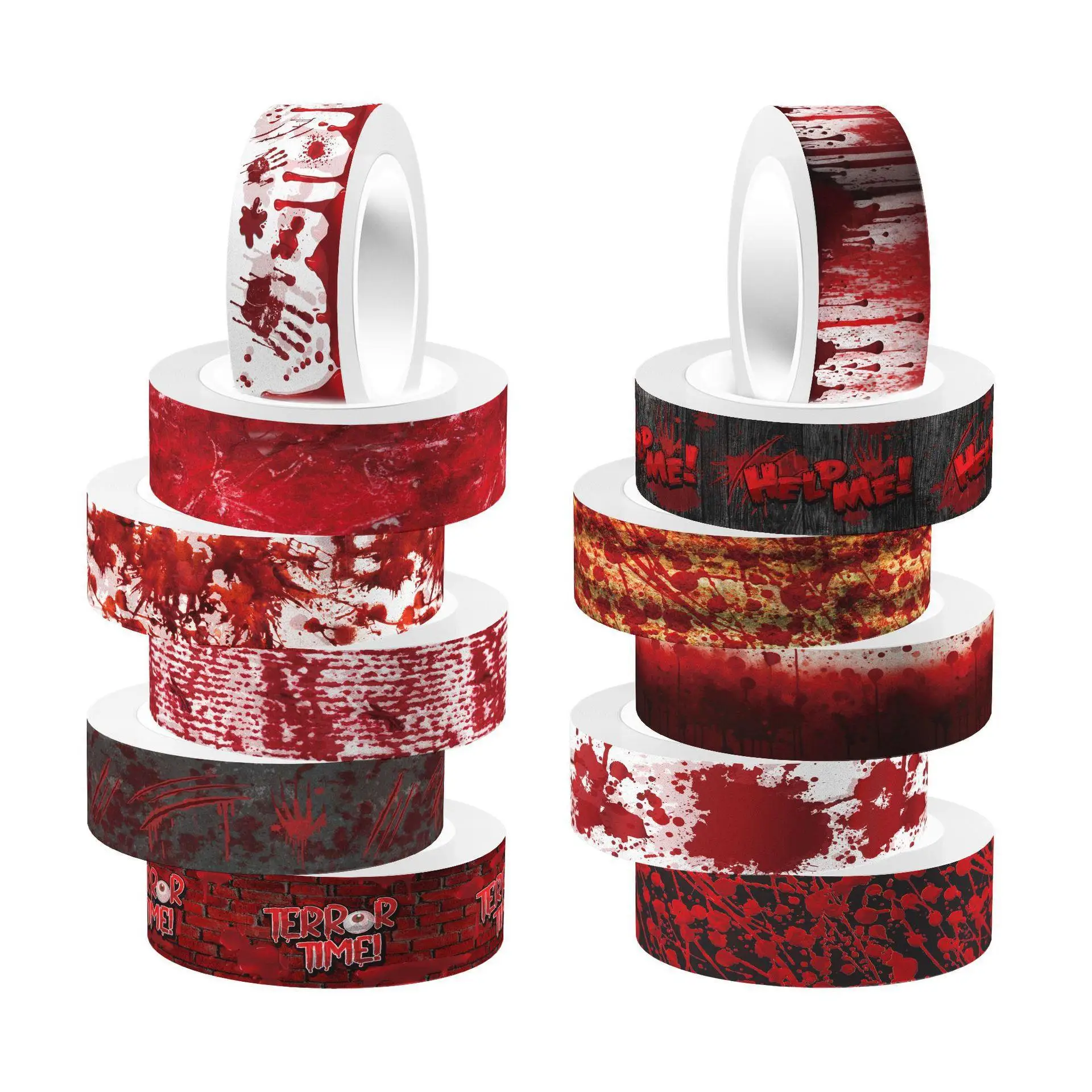 Washi Tape Set - ハロウィン血まみれの手出血クリアロールステッカーと紙テープDIYハンドブック素材和紙テープ