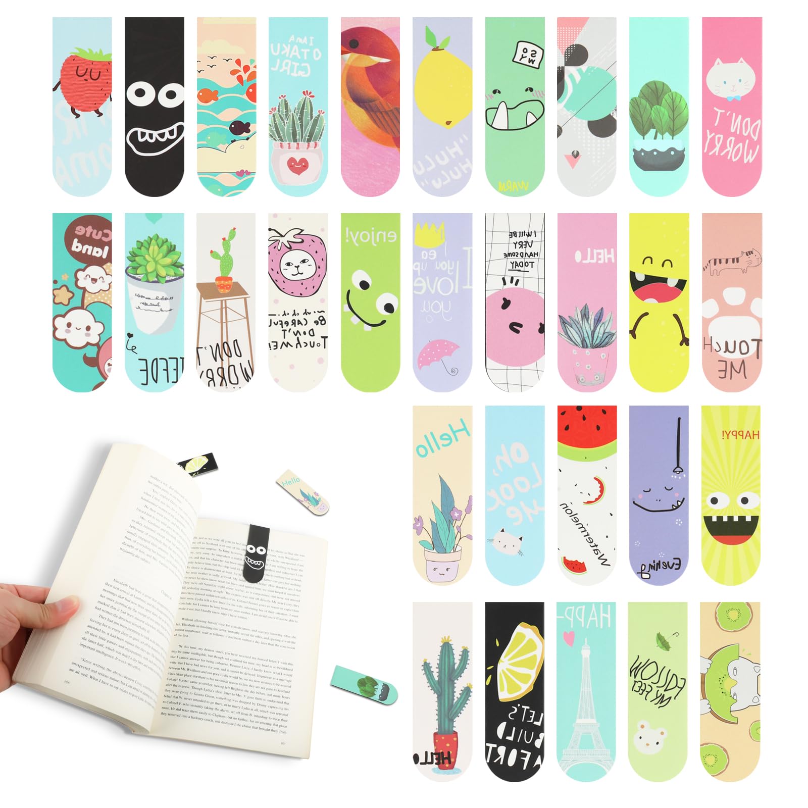 Bookmark Magnetic Clip - 18個/30個の子供と本愛好家のための磁気ブックマーク、かわいい学生ブックマーカー、ミニマリストのパーソナライズされたギフト、クリエイティブなプレゼント