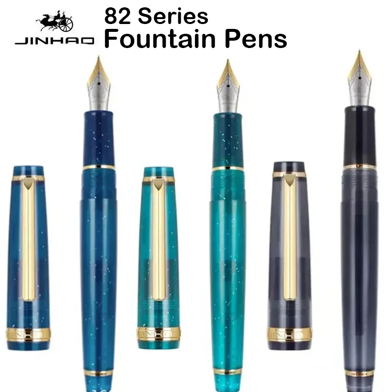 Office Stationery Supply Business - Jinhao-ef fペン先付き万年筆、透明インクペン、高級文房具、営業所、学用品、ゴールデンスピン、82