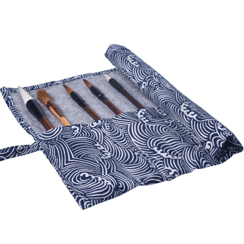 Pen Pouch Roll - 中国風ロールペンカーテン、巻き上げ式ヴィンテージペンホルダー収納ポーチ、文房具、大容量メイクブラシラップ