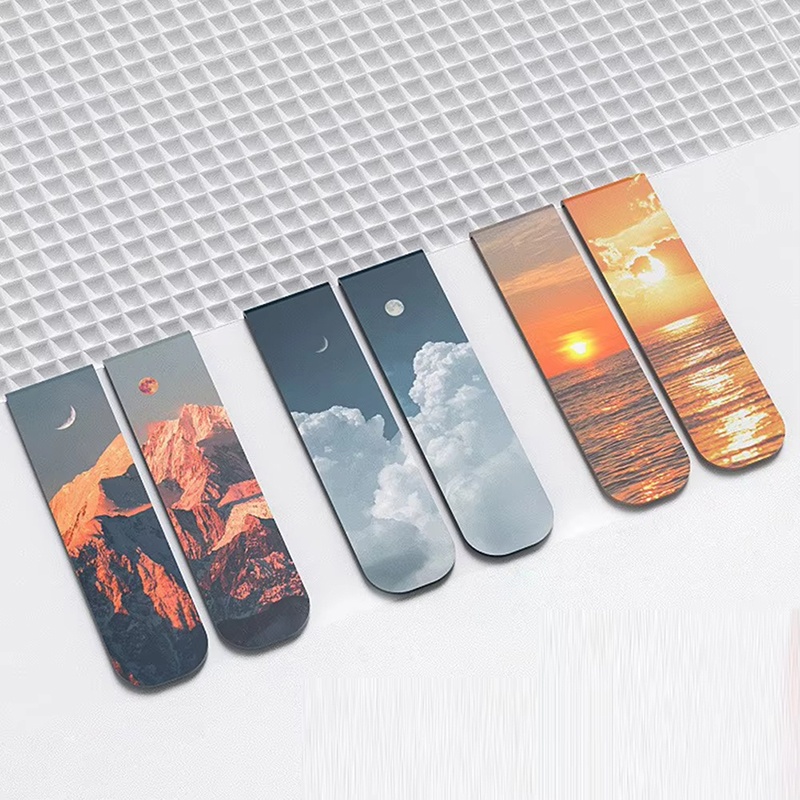 Paperclip Magnetic Set - 2 ピース/セットブックマーク美しい自然ブックマーカーページマーカー磁気クリップ教師用ブック愛好家読書用品ブックページ