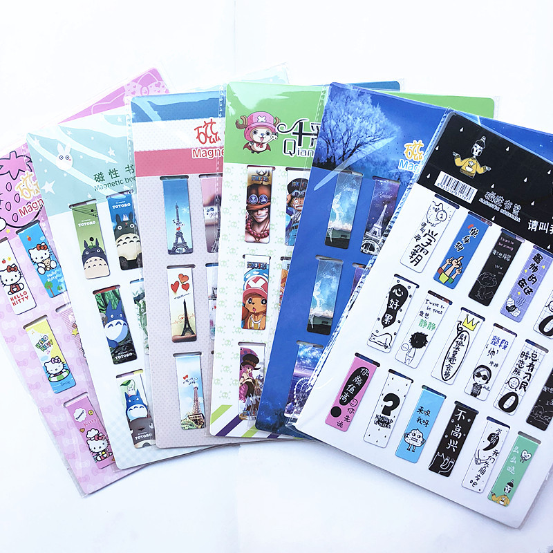 Bookmark Magnetic Clip - 18 ピース/セットキャットタワーマグネット磁気ブックマークかわいいマグネットページマーカーページクリップブックマーク学生オフィス読書用