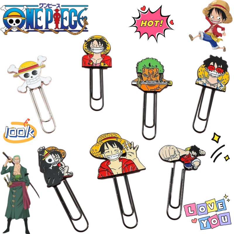 Paperclip Magnetic Set - ワンピース ルフィ ロロノア・ゾロ 2Dアニメグッズ メタルペーパークリップ 漫画風