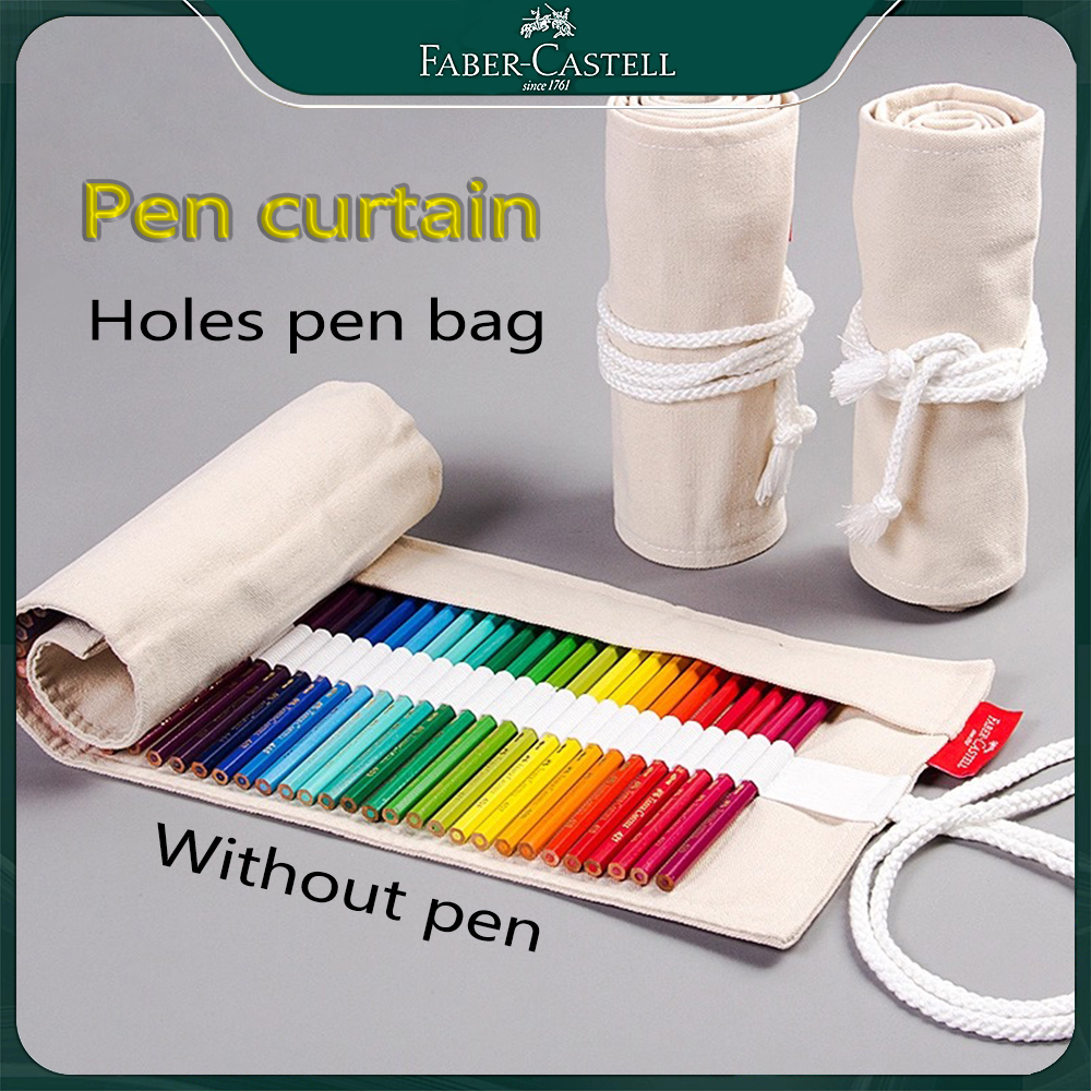 Pen Pouch Roll - 1PC 50/64/76 穴ファーバーカステル鉛筆カーテンキャンバスラップロールアップ鉛筆ペンバッグホルダーケース収納ポーチ文房具