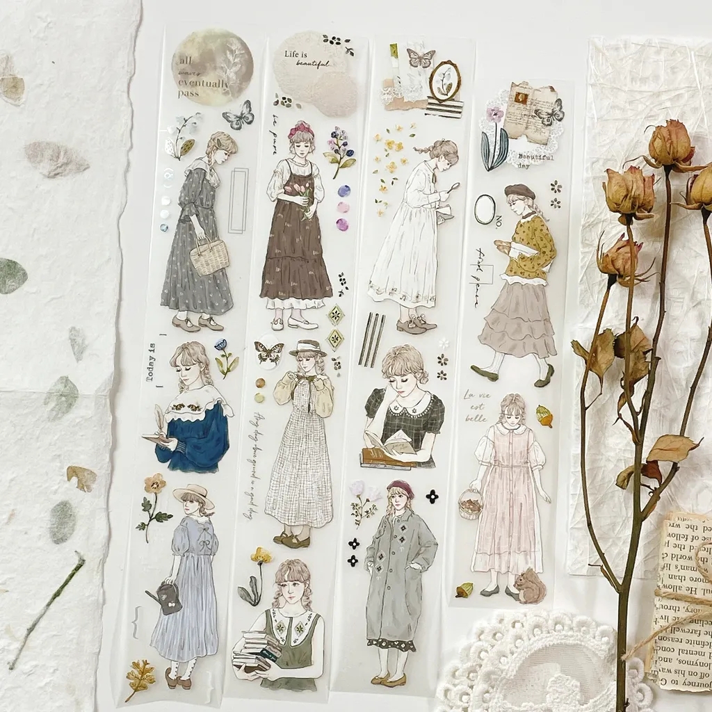 Washi Tape Set - 花柄のペットテーププランナー,スクラップブッキング,装飾計画ステッカー,女の子のion,フローラルクロス,1ループ