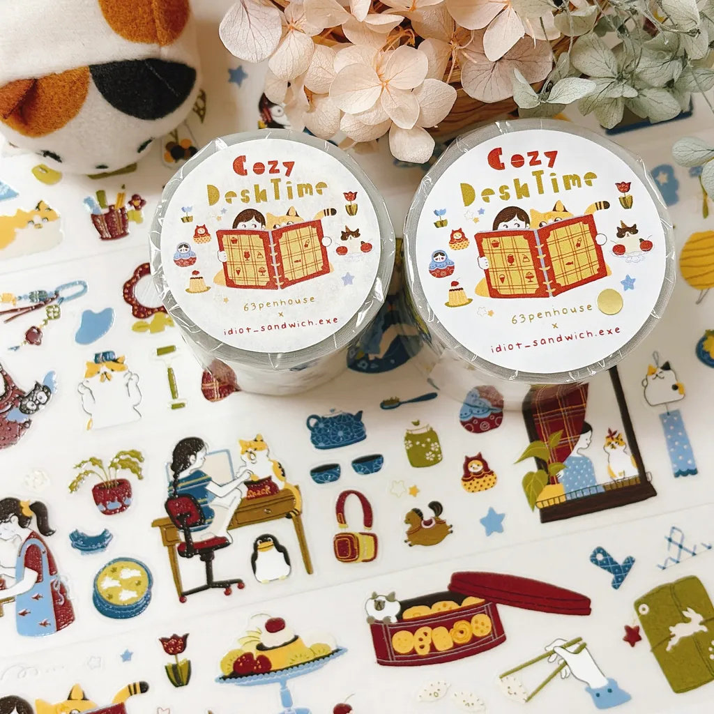Washi Tape Set - 63penhouse ヴィンテージスターリーウィスパーコージーデスクタイム和紙テープカード作成用 DIY スクラップブッキングプラン装飾ステッカー