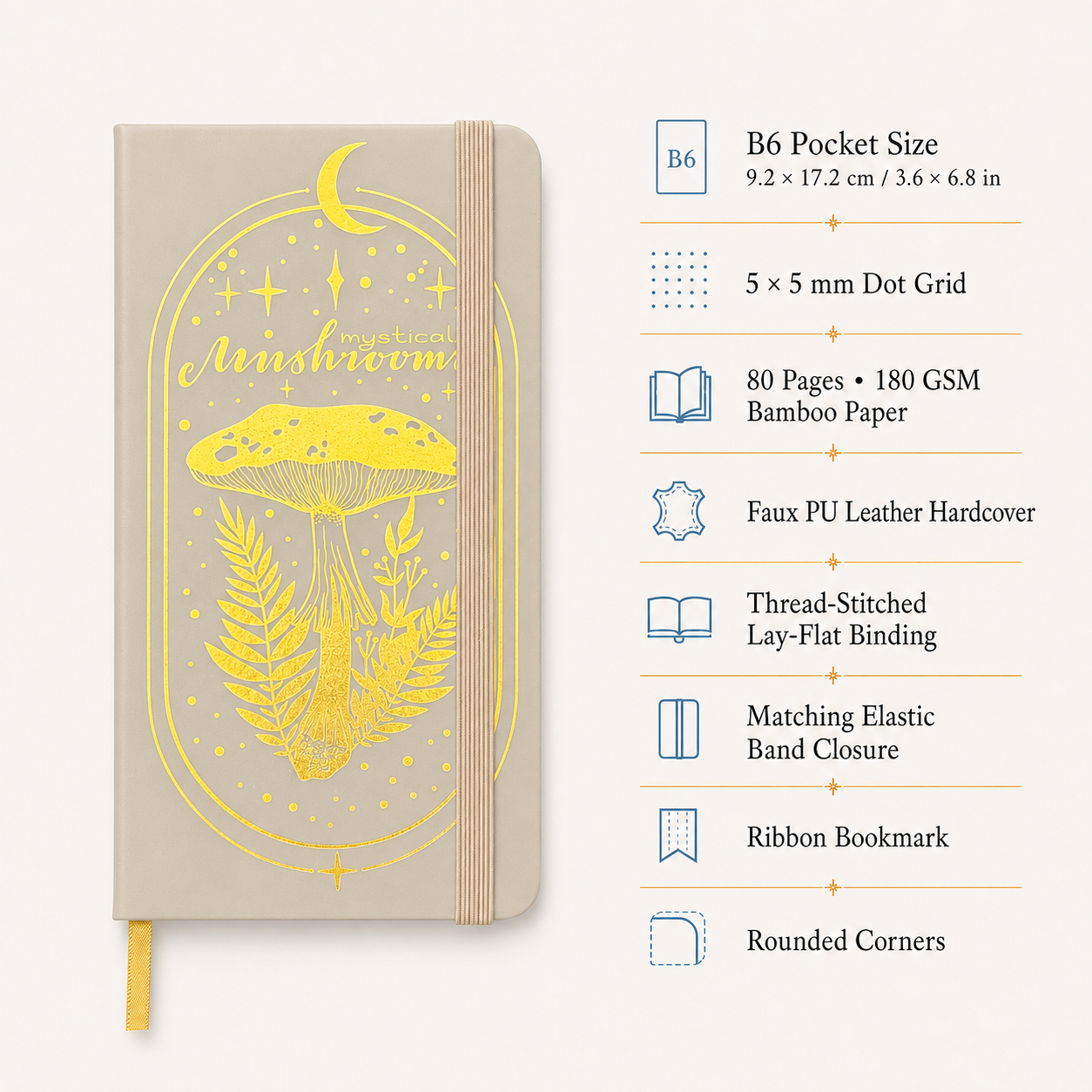 B6ポケットドットグリッドノートブック 180GSM 厚手の - Journal Leather Hardcover のレビューと価格