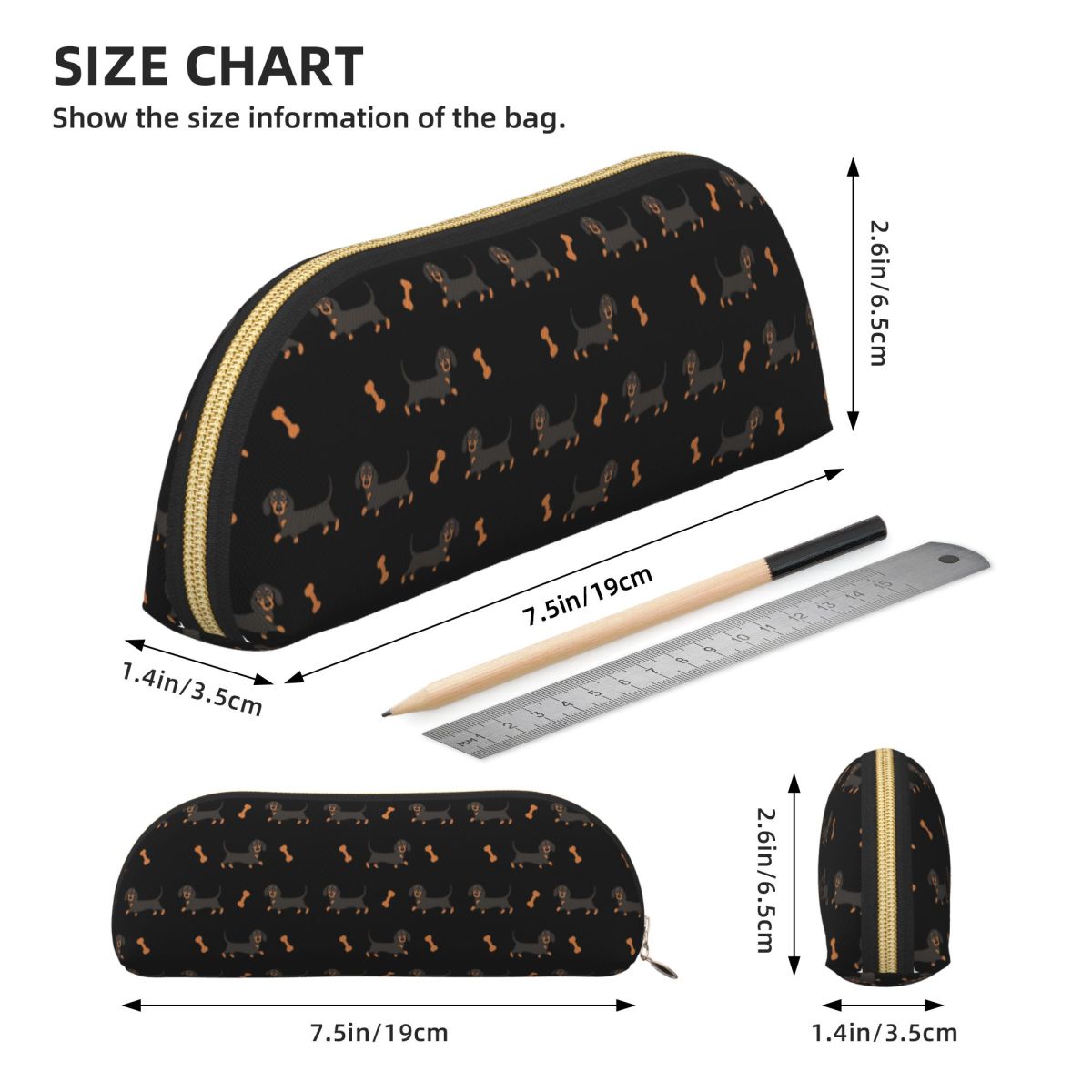 黒と黄褐色のダックスフントソーセージ犬鉛筆ケース鉛筆ポーチ収 - Tan Stationery & Office Supply のレビューと価格
