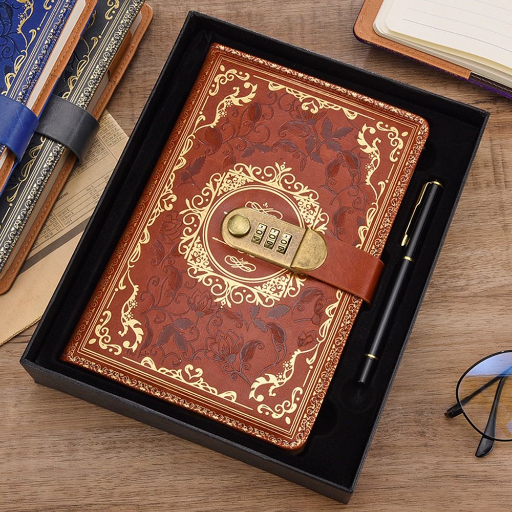 PUレザーA5ジャーナルノートブックコンビネーションロックハ - Journal Leather Hardcover のレビューと価格