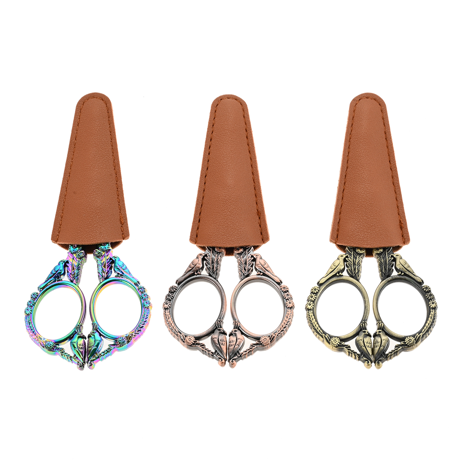 レトロ刺繍はさみ レザーシース付き ヴィンテージレリーフ鳥型 - Scissors Stainless Craft のレビューと価格