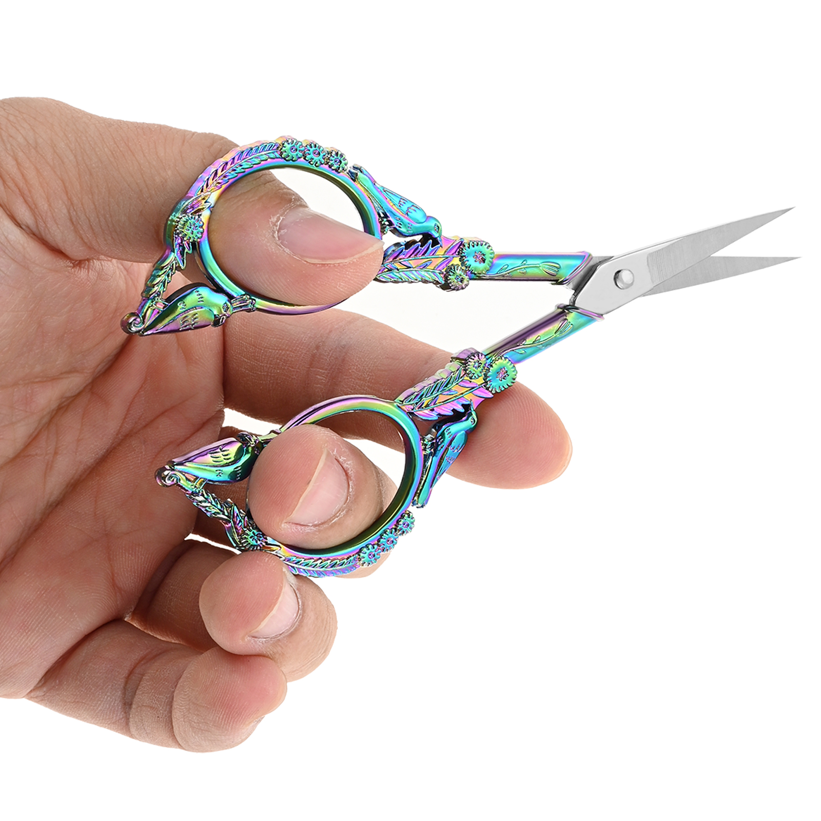 レトロ刺繍はさみ レザーシース付き ヴィンテージレリーフ鳥型 - Scissors Stainless Craft のレビューと価格