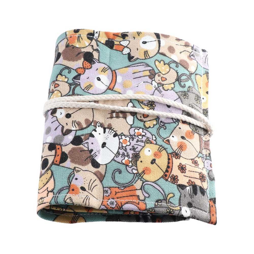 漫画の男の子と女の子のロールスクール用品キャンバス大容量文房 - Pen Pouch Roll のレビューと価格