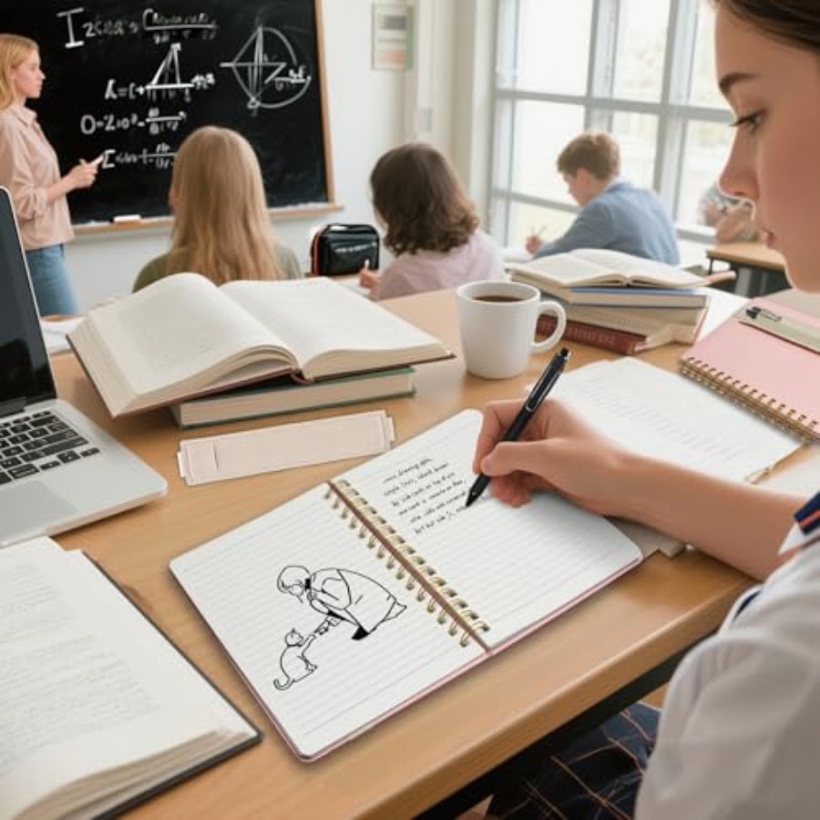 A5 スパイラルノートブック ペン付き、5.7x8.3インチ - Journal Leather Hardcover のレビューと価格