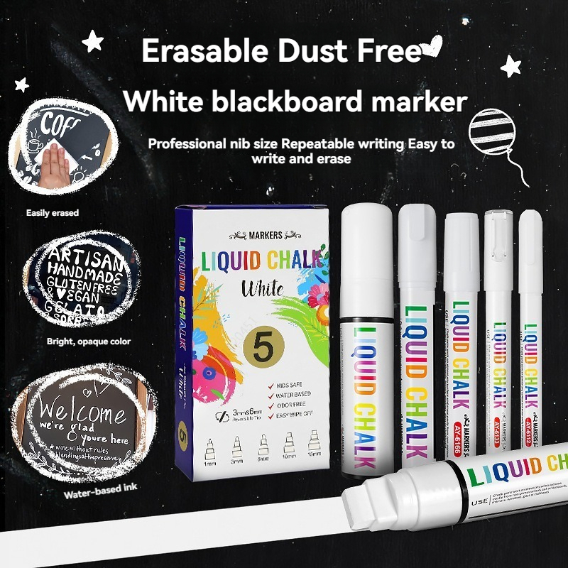 5 ピース/セット ホワイト チョーク マーカー 液体黒板マ - Correction Fluid White のレビューと価格