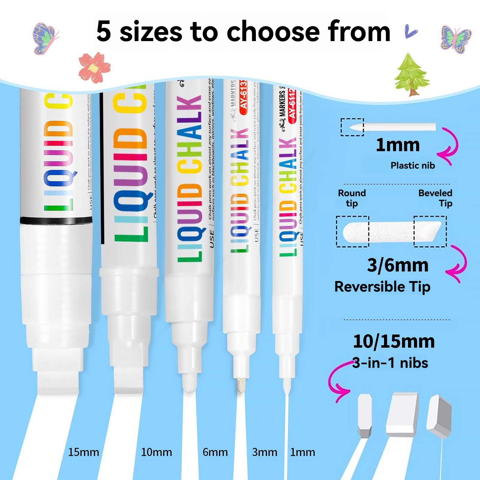 5 ピース/セット ホワイト チョーク マーカー 液体黒板マ - Correction Fluid White のレビューと価格
