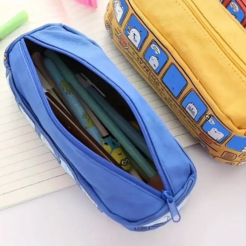 1pc クリエイティブ大容量キャンバススクールバス鉛筆ケース - Stationery Office And School Supply Stores のレビューと価格