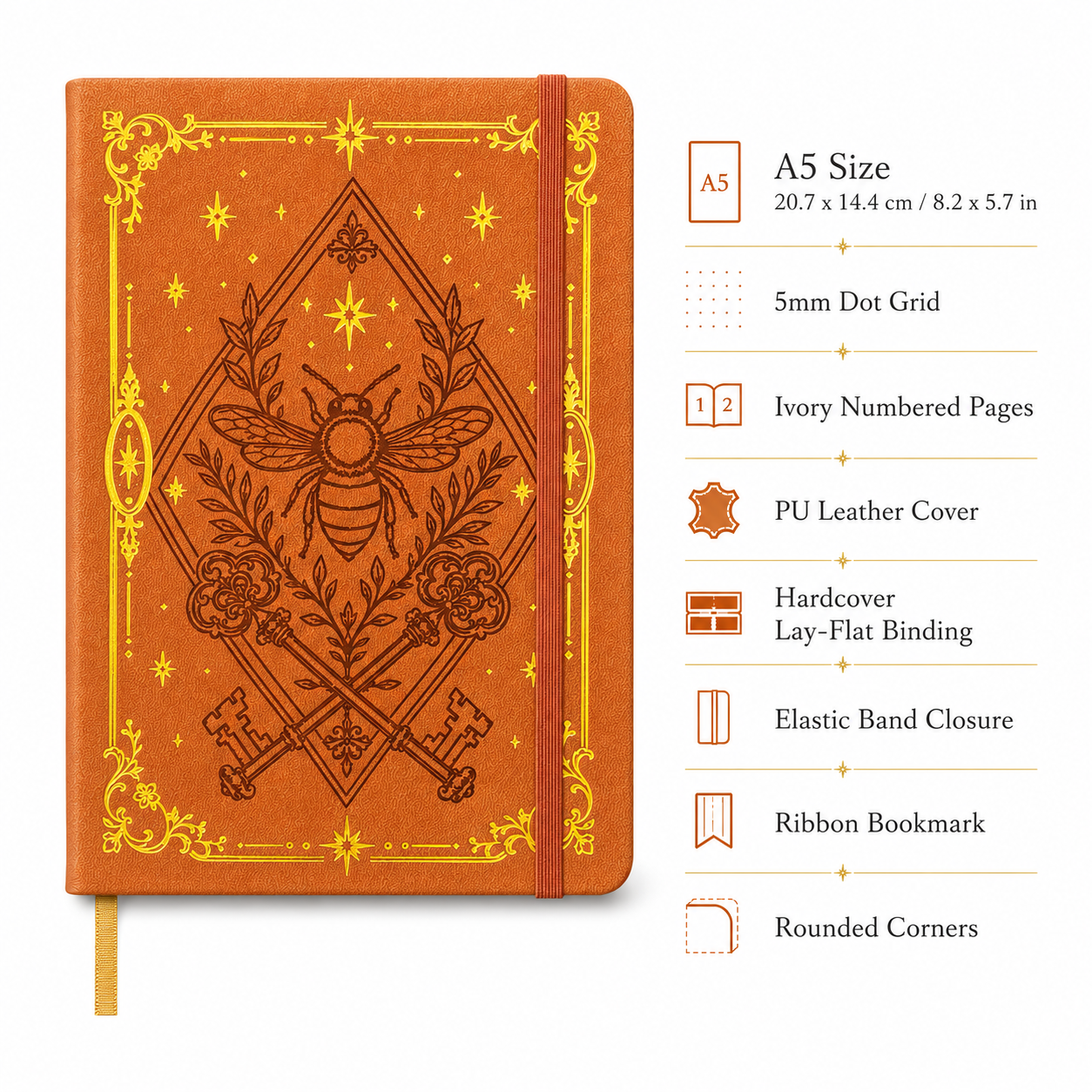A5 ドットグリッドノートブック、160GSM 厚紙、P16 - Journal Leather Hardcover のレビューと価格