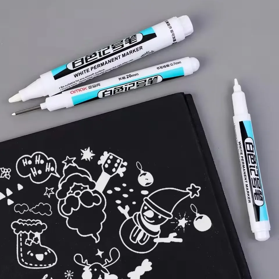 0.7/1.0/2.5 ミリメートル白永久マーカーペンマーカ - Stationery Supply のレビューと価格