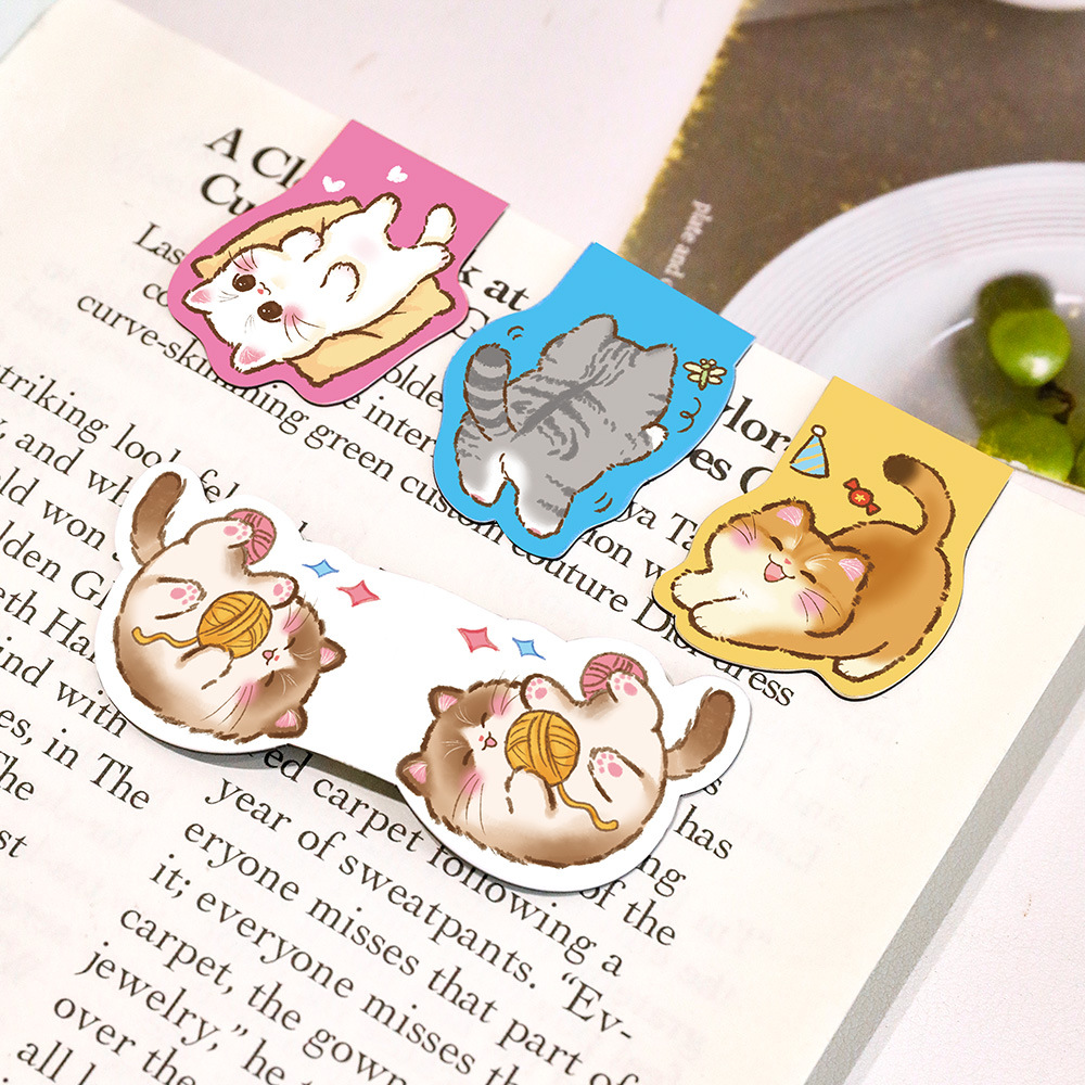 2 ピース/セットかわいい猫磁気ブックマークソフトマグネット - Bookmark Magnetic Clip のレビューと価格