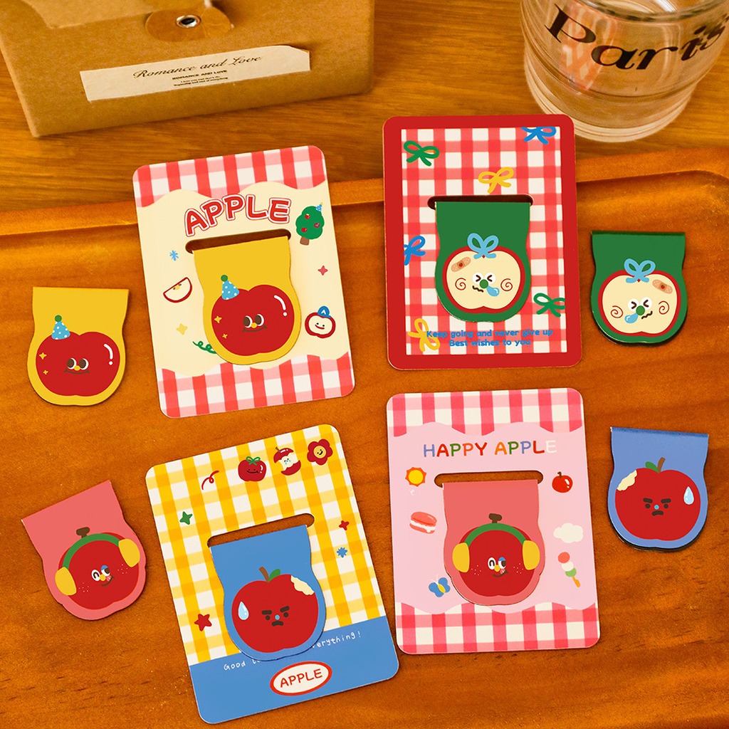 かわいいリンゴ型磁気ブックマーク文具アートページクリップ高品 - Paperclip Magnetic Set のレビューと価格