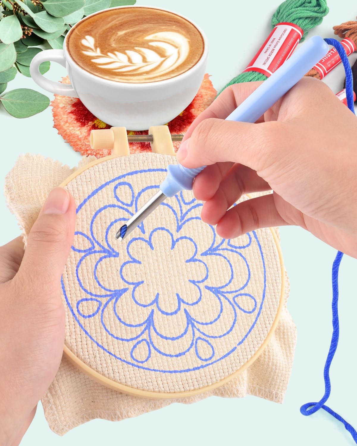 6 個のパンチニードル刺繍キット DIY ステッチコースター - Graph Paper Pad のレビューと価格