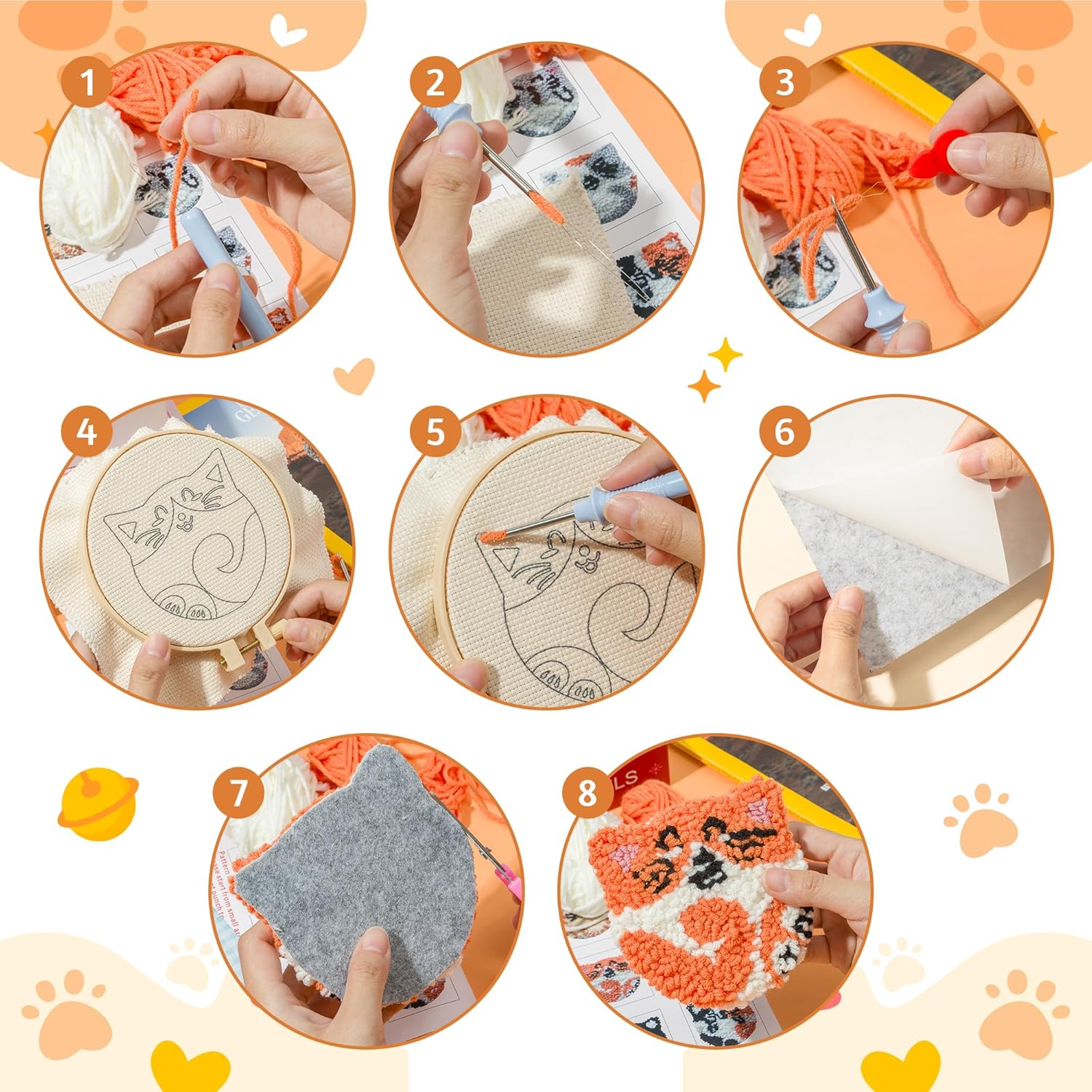 6 個のパンチニードル刺繍キット DIY ステッチコースター - Graph Paper Pad のレビューと価格