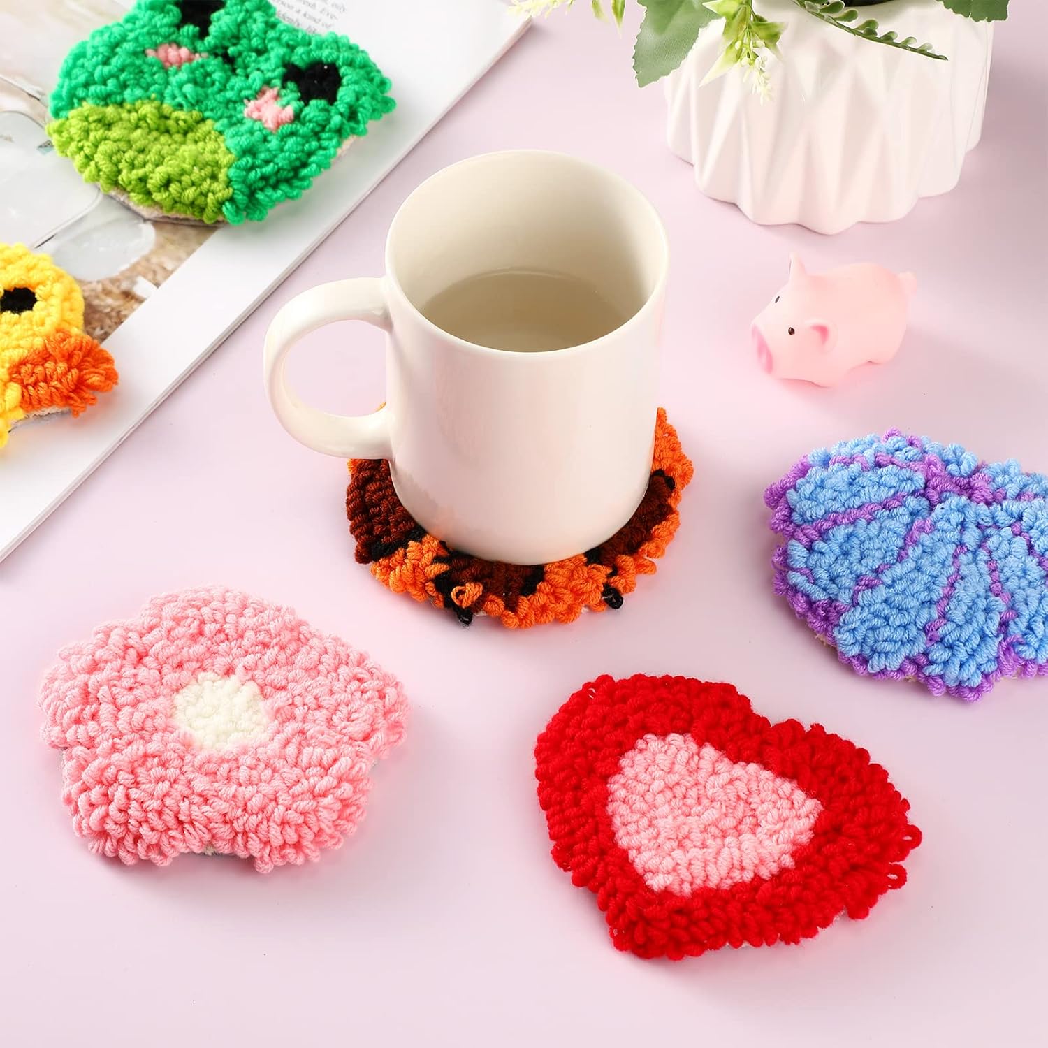 6 個のパンチニードル刺繍キット DIY ステッチコースター - Graph Paper Pad のレビューと価格