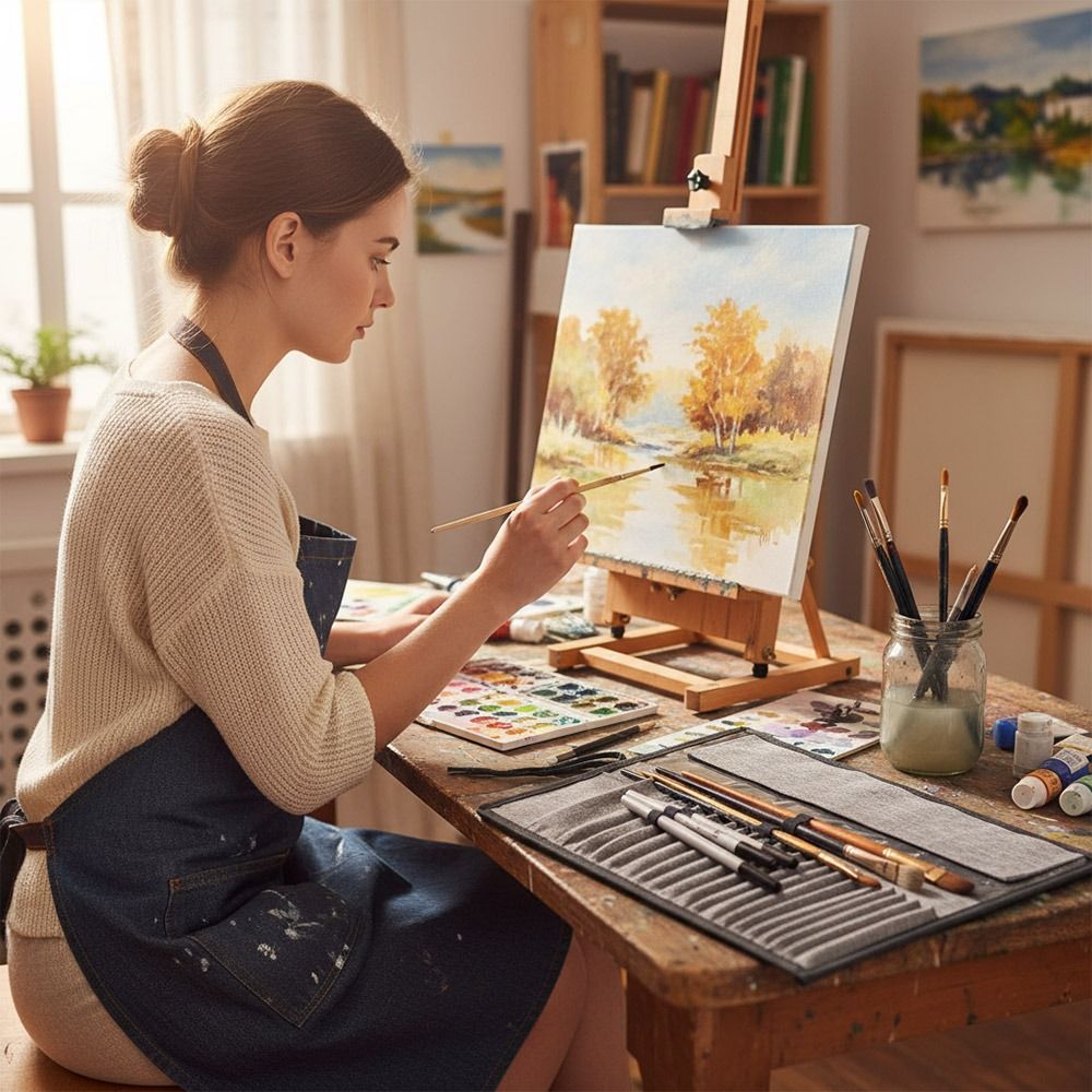 キャンバス絵画ブラシ収納ポーチ グレー 24穴 ロールアップ - Pen Pouch Roll のレビューと価格