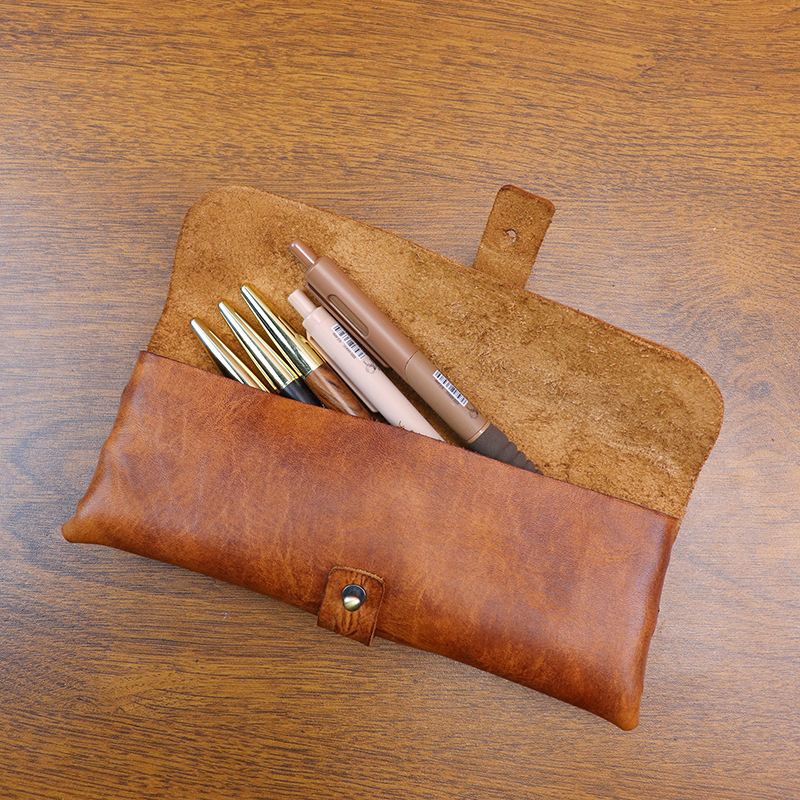 ヴィンテージ ベジタブルタンニン鞣し革 韓国風 ペンケース  - Tan Stationery & Office Supply のレビューと価格