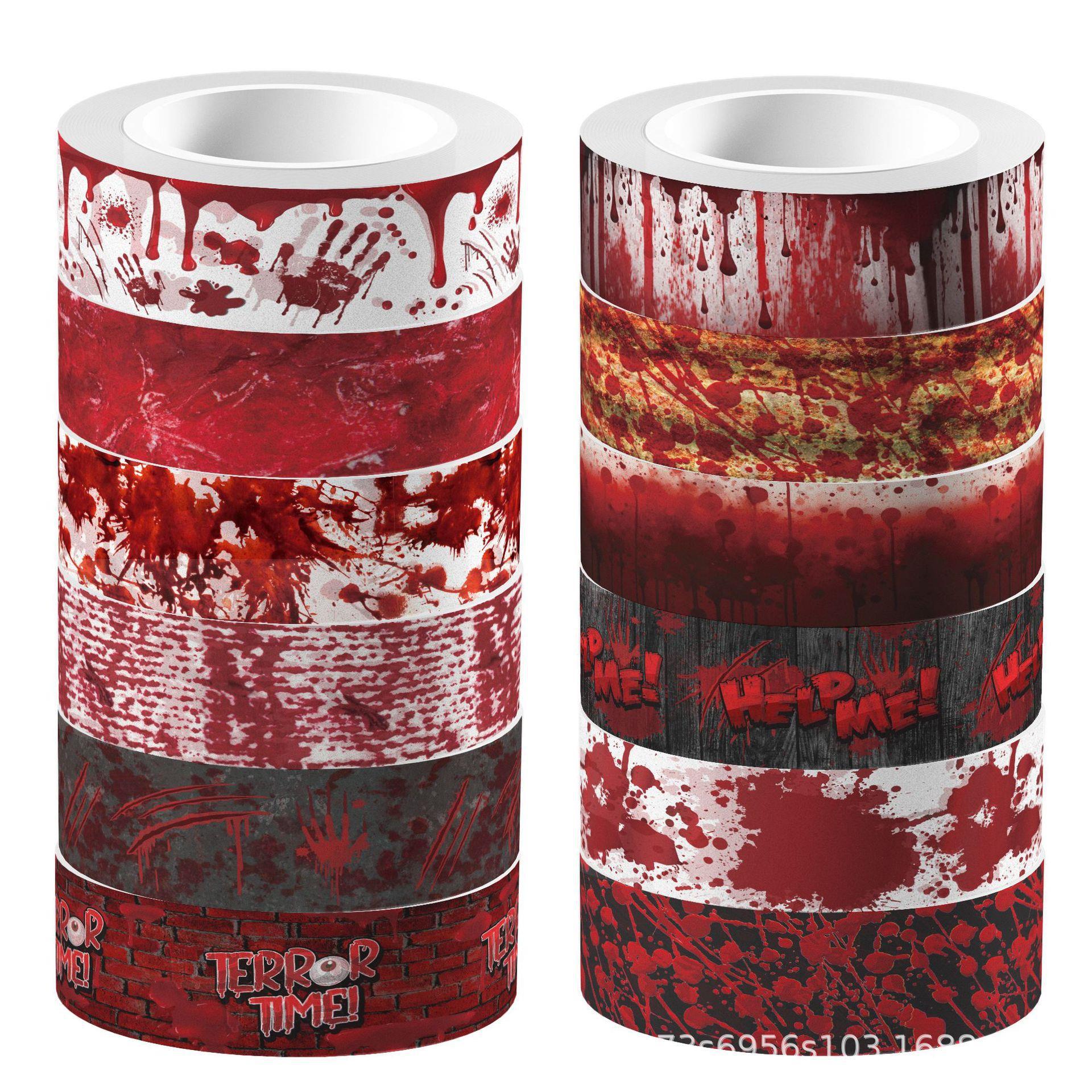 ハロウィン血まみれの手出血クリアロールステッカーと紙テープD - Washi Tape Set のレビューと価格