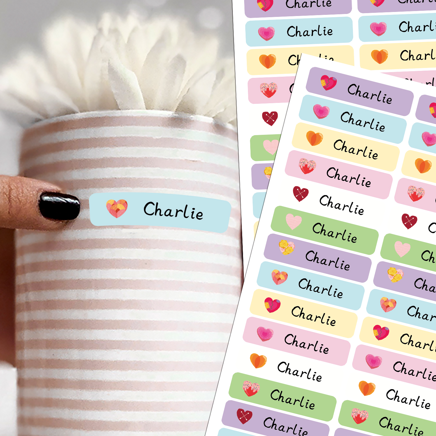 パーソナライズされたハート型の名札ステッカー防水ラベル学用品 - Stationery Supplier のレビューと価格