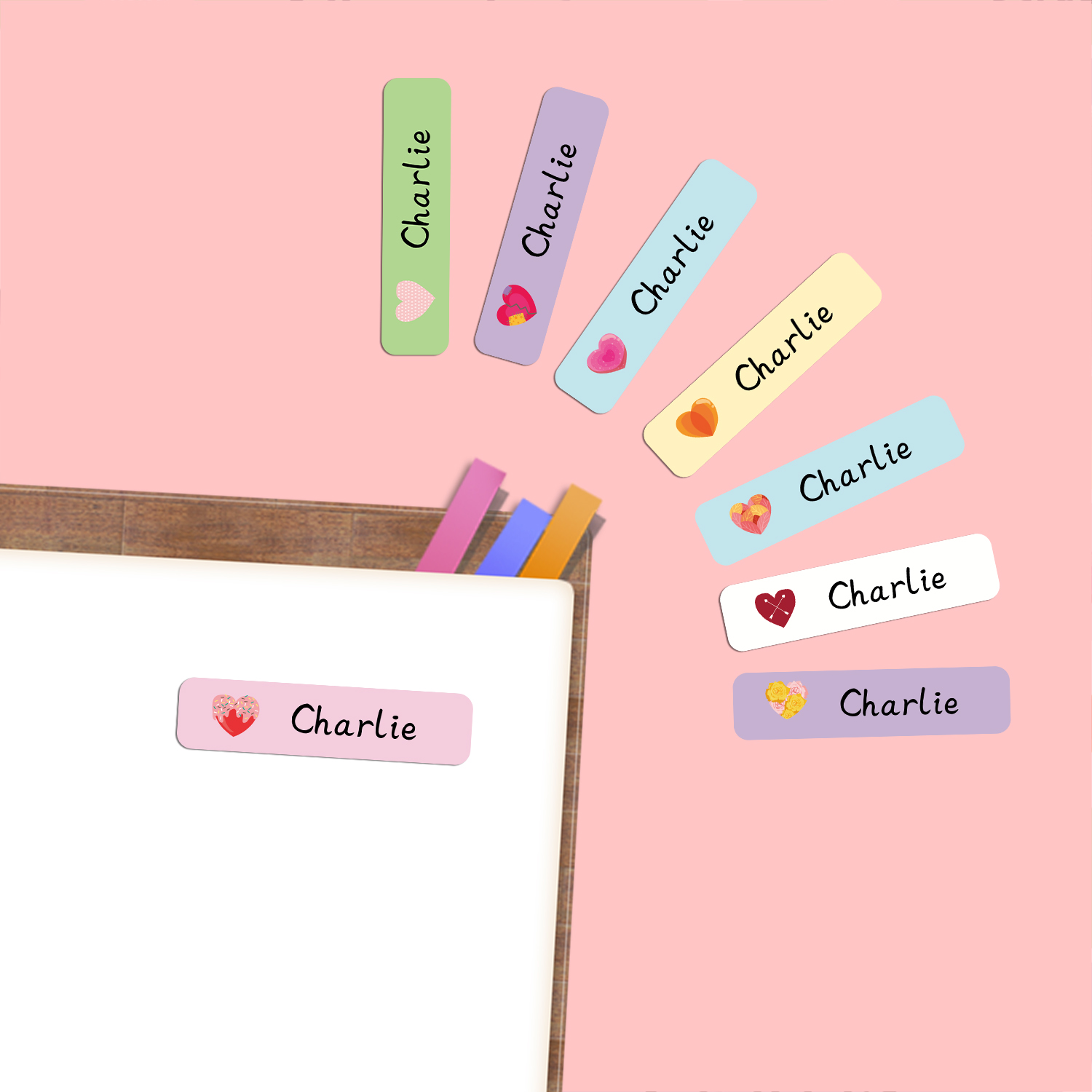 パーソナライズされたハート型の名札ステッカー防水ラベル学用品 - Stationery Supplier のレビューと価格