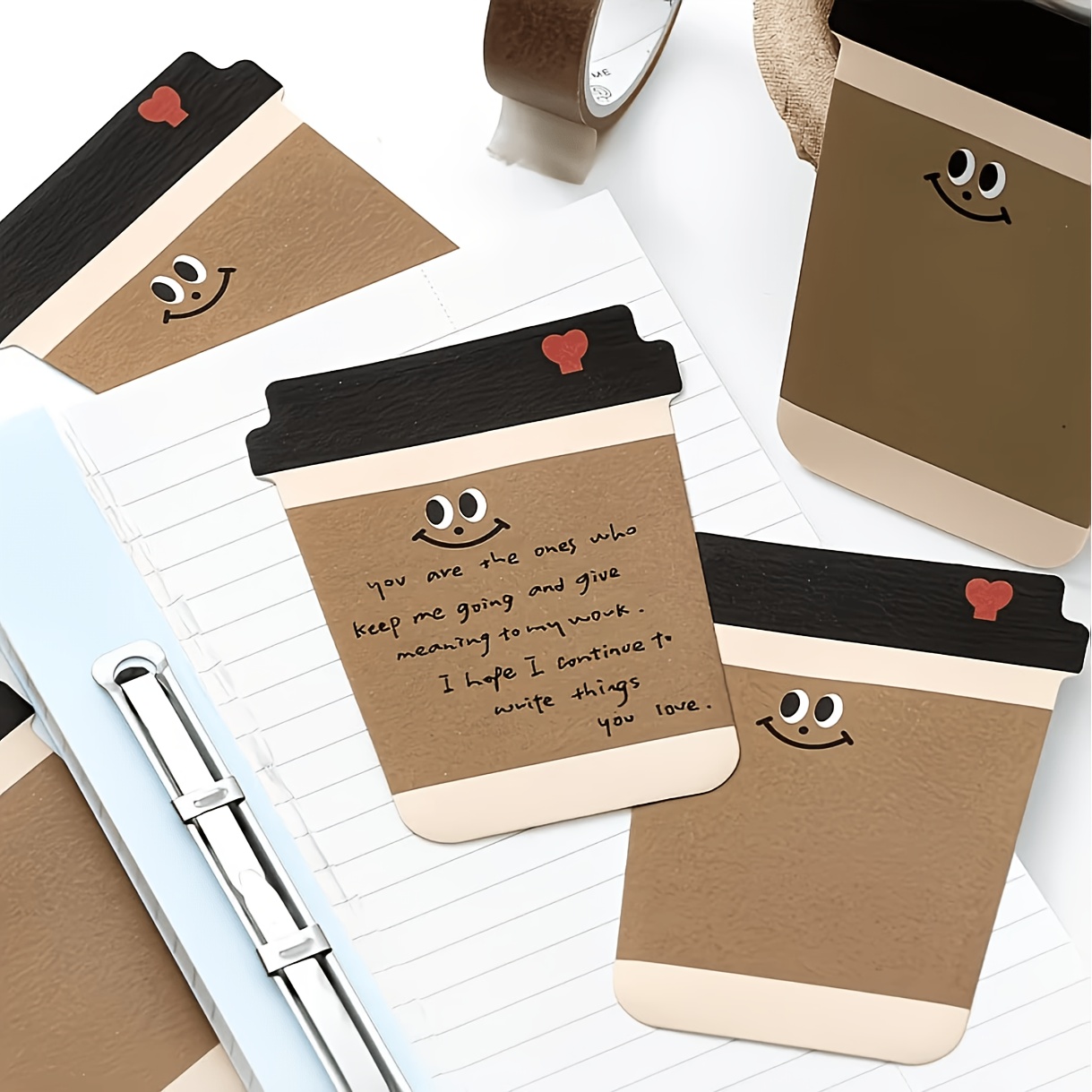 面白いコーヒーパターン付箋パッドコーヒーカップデザイン自己粘 - Graph Paper Pad のレビューと価格