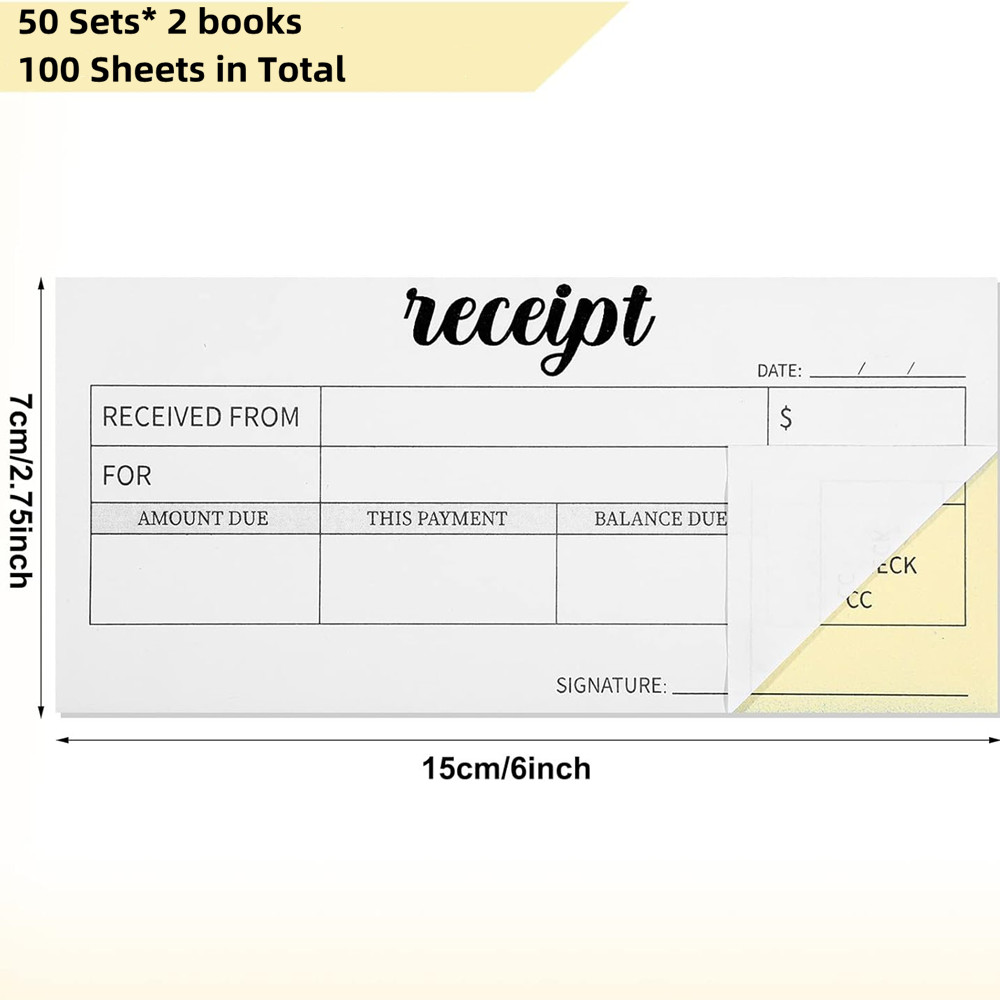 小規模ブティック事業向け2枚複写式カーボンレス現金領収書、売 - Carbon Copy Book のレビューと価格