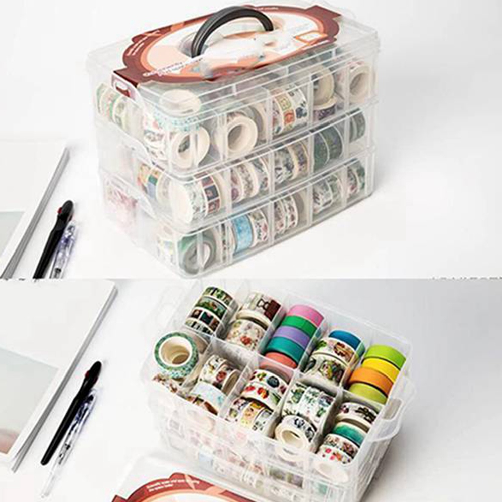 クリア3層30グリッド和紙テープ収納ボックス透明ツールセット - Washi Tape Set のレビューと価格